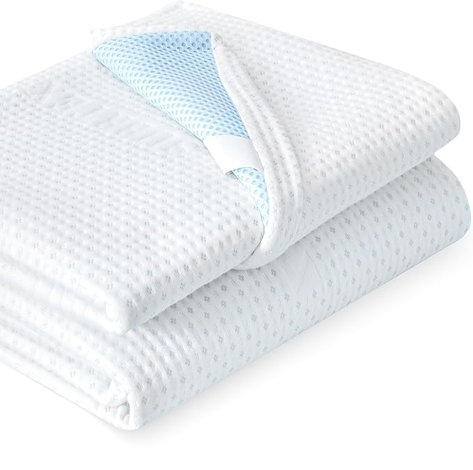 Subrtex 2 Inch Mattress Topper Cover (Only Cover) Mattress Topper Protector Bedding Rayon Made from Bamboo Removable Mattress Encasement with Zippers, CK