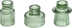 Vixdonos Taper Glass Candlestick Holders Tealight Candle Holders for Table Centerpieces, Wedding Decor and Dinner Party (3 Pcs, Green)