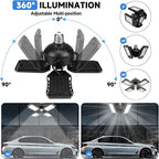 LED Garage Lights Bulb 2 Pack - 120W, 12000LM 6500K Led Shop Light with 4+1 Deformable Panels, Basement Barn Light, E26/E27 for Warehouse, Shop