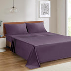 Mejoroom Striped Queen Size Sheet Set - Hotel Luxury 1800 Bedding Sheets & Pillowcases - Deep Pocket Fitted Sheet, Soft, Breathable, Wrinkle & Fade Resistant - 4 Piece (02-Purple)