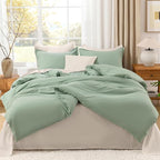 Litanika Comforter Full Size Set Sage Green, 3 Pieces Lightweight Bed Set, Solid Bedding Comforters Sets, Soft All Season Down Alternative Quilt Blanket
