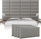Vänt Upholstered Wall Panels - Queen/Full Size Wall Mounted Headboards - Weave Moondust Grey - Set of 4 Panels (Each Individual Panel 30"x11.5")