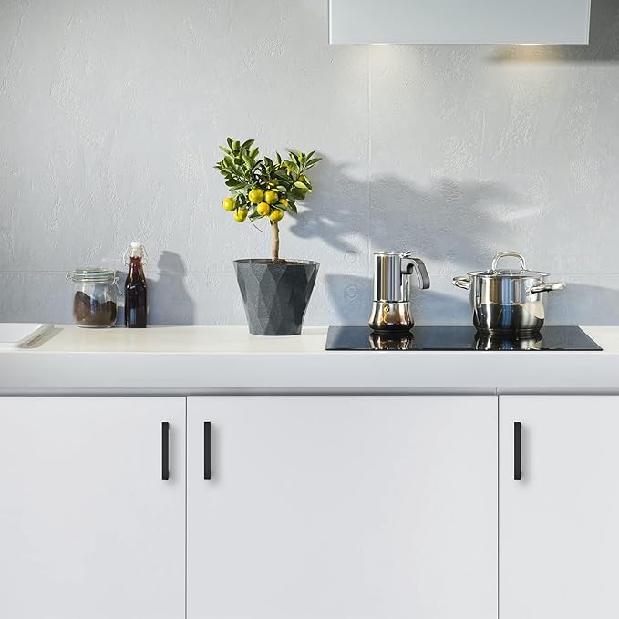 Ravinte 3 Pack Black Cabinet Pulls 3-1/2 Inch Square Cabinet Handles Matte Black Kitchen Hardware for Cabinet Drawer Pulls Come with Screwdriver