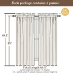 Chyhomenyc Cream Sheer Curtains 63 Inches Long 2 Panels Set- Light Filtering Curtains for Bedroom, Soft Airy Voile Rod Pocket Living Room Window Drapes, 42Wx63L Inches, 2 PCS