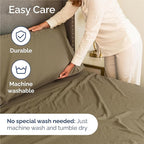 Split King Size 5 Piece Sheet Set - Comfy Breathable & Cooling Bed Sheets Set - Hotel Luxury Bedding for Women, Men, Kids, Teens, Boys & Girls - Deep Pockets, Soft and Wrinkle Free - Oeko-Tex - Khaki