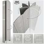 Rose Home Fashion 6 ft Tall Room Divider, Room Dividers and Folding Privacy Screens, 15.7in Privacy Screen 6 Panel Partition Temporary Wall Separation for Private, Stone Grey