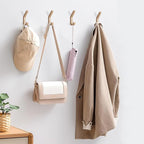 Natural Wood Wall Hooks,4 Pack Wall Mounted Wooden Coat Hooks,Modern Decorative Wooden Peg Hook for Entrance Wall,Heavy Duty Bag Hanger Hooks for Hanging Coats,Key,Towels,Purse(Oak Wood)