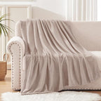 Exclusivo Mezcla Fleece Throw Blanket for Couch, Sofa, 300GSM Super Soft and Warm Blankets, Camel Throw All Season Use, Cozy, Plush, Lightweight, 50x60 Inches