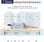Vesgantti 12 Inch Multilayer Hybrid California King Mattress - Multiple Sizes & Styles Available, Ergonomic Design with Memory Foam and Pocket Spring, Medium Firm Feel, White