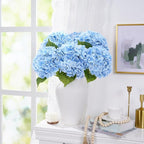 Waipfaru 21" Real Touch Blue Hydrangea Artificial Flowers with Long Stem & Leaves, Full Latex Faux Hydrangea Flowers for Home Decor Party Floral Arrangements Wedding Bouquets Centerpieces, 3Pcs