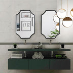 Kelly Miller Scalloped Black Bathroom Mirror for Wall, 24"x36" Black Mirror Decorative Wall Mirror Art Framed Mirror Bevelled for Master Bath Half Bath Living Room Fireplace Mantle Entryway Hallway