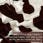 Richave Fleece Cow Print Blanket for All Season - Premium Lightweight Anti-Static Brown and Ivory Queen/Full Size Blankets, Bedroom Decor 90" x 90"(Brown Cow)
