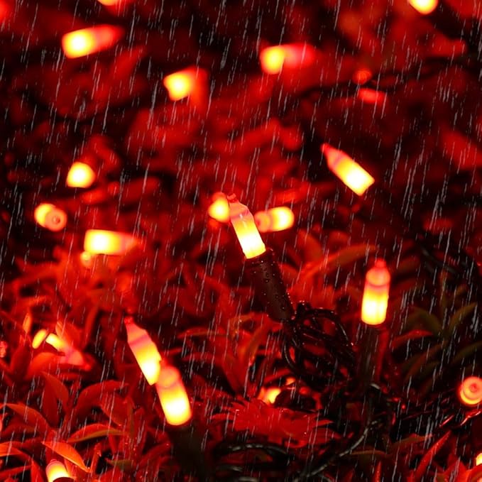 Brizled Orange String Lights, 150 Count 34.8ft Halloween Lights Connectable, UL Certified Incandescent, Mini Black Wire for Tree Thanksgiving Holiday Decor