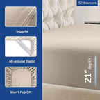 DREAMCARE King Size Sheets Set – 4 pcs Cooling Sheets – up to 21” Deep Pocket King Sheet Set – Hotel Luxury Sheets & Pillowcases – Superior Softness 100% Microfiber with Side Pocket - Beige