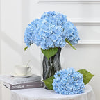 MARTINE MALL 2Pcs 21in Hydrangea Artificial Flowers, Latex Real Touch Hydrangeas Lifelike Large Hydrangea Flowers for Home Decor Party Arrangements Wedding Bouquets Centerpieces (Blue)