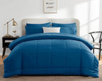 CozyLux Queen Comforter Set Teal, 7 Pieces Bed in a Bag, Teal Comforter Queen Size, All Season Bedding Sets with Stitch Quilted Comforter, Flat Sheet, Fitted Sheet, Pillowcases