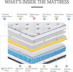 Twin Mattress 11.4 Inch Memory Foam Innerspring Independently Encased Coil Hybrid Mattress - Pillow Top Mattress in a Bag