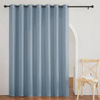 RYB HOME Boho Linen Curtains 90 inches Long, Light Filtering Vertical Texture for Living Room Glass Door Nursery Dining Room, Privacy Assured Natural Fabric Drapes, Dusty Blue, W 60 x L 90, 1 Pc