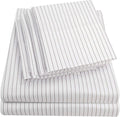 King Size Bed Sheets - 6 Piece 1500 Supreme Collection Fine Brushed Microfiber Deep Pocket King Sheet Set Bedding - 2 Extra Pillow Cases, Great Value, King, Pinstripe White
