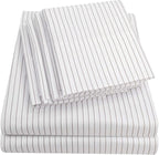 Twin Size Bed Sheets - 4 Piece 1500 Supreme Collection Fine Brushed Microfiber Deep Pocket Twin Sheet Set Bedding - 1 EXTRA PILLOW CASES, GREAT VALUE, Twin, Pinstripe White