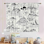 Vintage Nautical Curtains, Marine Coastal Sailboat Compass Anchor Ocean Beach Old Pirate Map Retro Window Drapery Treatments for Bedroom Living Room Kitchen Bathroom 2 Panels, 63"x63" Inch