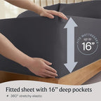 LuxClub 4 PC King Sheet Set, Deep Pockets Wrinkle Free Cooling Bed Sheets Hotel Bedding for Women, Men, Kids & Teens, Includes 1 Fitted Sheet, 1 Flat Sheet and 2 Pillowcases - Silky Soft Dark Grey