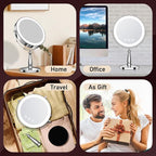 Makeup Mirror with Lights, 20X Magnifying Mirror with Light for Women, 5000 mAh Vanity Mirror with Lights and 3 Colors, 2-Sided Lighted Magnified Mirrors for Delicate Makeup, 9 Inch