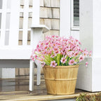 12 Bundles Artificial Flowers Outdoor UV Resistant Fake Flowers No Fade Faux Plastic Plants Garden Porch Window Box Decorating (Pink)