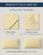 LANE LINEN 100% Organic Cotton Full Size Bed Sheets, Sustainably Produced Okeo Tex Certified Cotton Sheets Full, Luxury Hotel Percale Soft & Comfy Comes in Variety of Colors- Vanilla