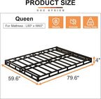 EMODA 4 Inch Box Spring for Queen Bed, 3000 LBS Heavy Duty Metal Mattress Foundation Bed Bas with Fabric Cover, Easy Assembly