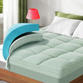 Dual Layer 3 Inch Memory Foam Mattress Topper Twin Size, 2 Inch Gel Memory Foam Plus 1 Inch Cooling Pillow Top Mattress Pad Cover, with 8-21 Inch Deep Pocket, Green