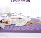 MUXHOMO 3 Inch 7-Zone Queen Mattress Topper, Egg Crate Foam Mattress Topper Queen Size for Back Pain, Lavender Cooling Gel Infused Bed Pad, CertiPUR-US and Oeko-TEX Certification (60"×80")