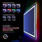LOAAO 40”X38“ RGB LED Bathroom Mirror with Lights, Large, Anti-Fog, Dimmable Smart Lighted Bathroom Vanity Mirror, Multiple Light Modes, RGB Backlit + Front Light, Memory Function, Tempered Glass