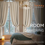 Lazzzy Velvet Blackout Curtains Thermal Insulated Room Window Drapes Super Soft Luxury Curtains for Living Room Bedroom Rod Pocket 2 Panels, Beige, 42" W x 108" L