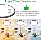 hepside 15.8INCH 2Pack Big Dimmable Flush Mount Ceiling Light Fixture Black, 3CCT 3000/4500/6000K Ceiling Lamp, 36W 4200LM Super Bright Low Profile Light for Bedroom, Kitchen, Bathroom, Hallway