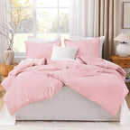 Litanika Pink Twin/Twin XL Comforter Set, 2 Pieces Girls Teen Kids Cute Soft Solid Bedding Comforter Set, All Season Bed Set (66x90In Comforter & 1 Pillowcase)