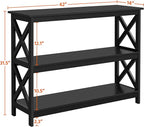 Yaheetech Console Table with Storage Shelves, 3-Tier Entryway Table Sofa Side Table Narrow Long Bookshelf for Hallway Living Room, Accent Furniture, Black