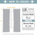 ChrisDowa 100% Blackout Curtains 63 inch Long for Bedroom with Black Liner, Extra Wide 2 Thick Layers Total Blackout Thermal Insulated Grommet Window Curtains 2 Panels Set (Light Grey, 60 x 63 Inch)