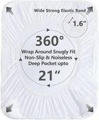 Full Size Mattress Pad Waterproof, Cooling Mattress Topper for Double Bed, Pillow Top Quilted Fitted Mattress Protector Cover with 8-21" Deep Pocket (54x75 inch, White)