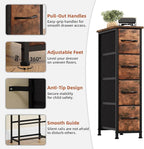Somdot Narrow Dresser with 4 Drawers, Slim Storage Organizer Chest of Drawers with Removable Fabric Drawers for Small Spaces Bathroom Closet Bedroom Laundry, Wood Grain Print