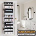 SpaceAid 2 Pack Over The Door Organizer with 5 Large Pockets and 10 Mesh Side Pockets, 5 Layers Door Organizer Hanging with Clear Window for Bedroom, Bathroom, Pantry and Nursery, Black