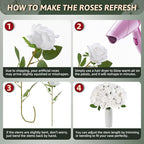 Roses Artificial Flowers 10 Pack in Bulk, White Fake Roses Flowers Realistic Roses for Wedding Home Party Decoration Event Gift
