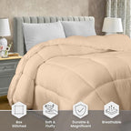 Utopia Bedding Comforter Duvet Insert, Quilted Comforter with Corner Tabs, Box Stitched Down Alternative Comforters Twin Size (Beige)