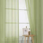 KEQIAOSUOCAI 2 Pieces Sage Sheer Curtains 84 Inches Long for Bedroom Bed Canopy Voile Grommet Sheer Window Drapes Panels for Living Room Dining Wedding Party Backdrop 54Wx84L Set of 2