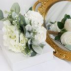 Bridesmaid Bouquets - Set of 4 Ivory White Artificial Flowers Bouquet Wedding Rustic Small Floral Centerpieces for Marriage Proposal Party Anniversary Dining Table Decorations