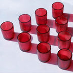 VOHO 24pcs Red Votive Candle Holders for Table Centerpiece, Ribbed Tealight Candle Holder for Christmas & Valentine's Day Decor, Vintage Glass Votive Holder for Gifts