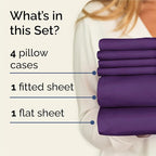 King 6 Piece Sheet Set - Comfy Breathable & Cooling - Ultra Soft Hotel Luxury Bedding Set w/ 8-16 Inch Deep Pockets - 1 Flat & 1 Fitted Sheet & 4 Pillowcases - Cozy, Wrinkle Free & Easy Care - Purple