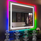 LED Mirror for Bathroom, 77"X36" with 8 RGB Backlit +3 Front Lit (Adjustable Individually), Anti-Fog, Large Lighted Bathroom Vanity Mirror for Wall,Shatterproof,Memory Function,Tempered Glass