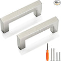 Cabinet Pulls Brushed Nickel Cabinet Handles Square Drawer Pulls, 40 Pack 3 Inch Stainless Steel Kitchen Door Cupboard Cabinet Handles, Cabinet Hardware Drawer Handles, 76mm Hole Centers