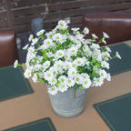 Fake Flowers Outdoor 8 Bundles Silk Artificial Daisy White Cemetery Flowers Outside Fade Resistant Plants Look Real for Wedding Garden Porch Patio Planter Decorations (8 Bundles White)